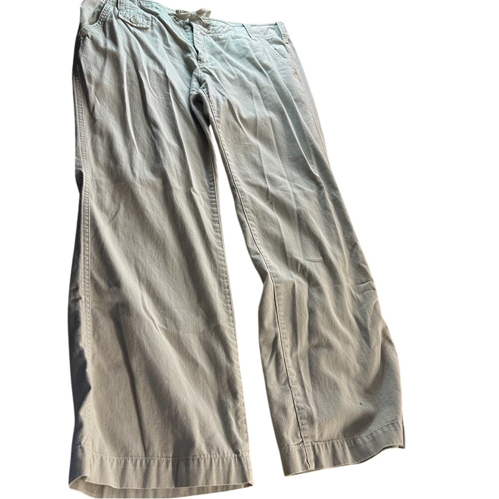 Eddie Bauer Women's Khaki Cotton‎ Pants Size 16 Drawstring Casual
